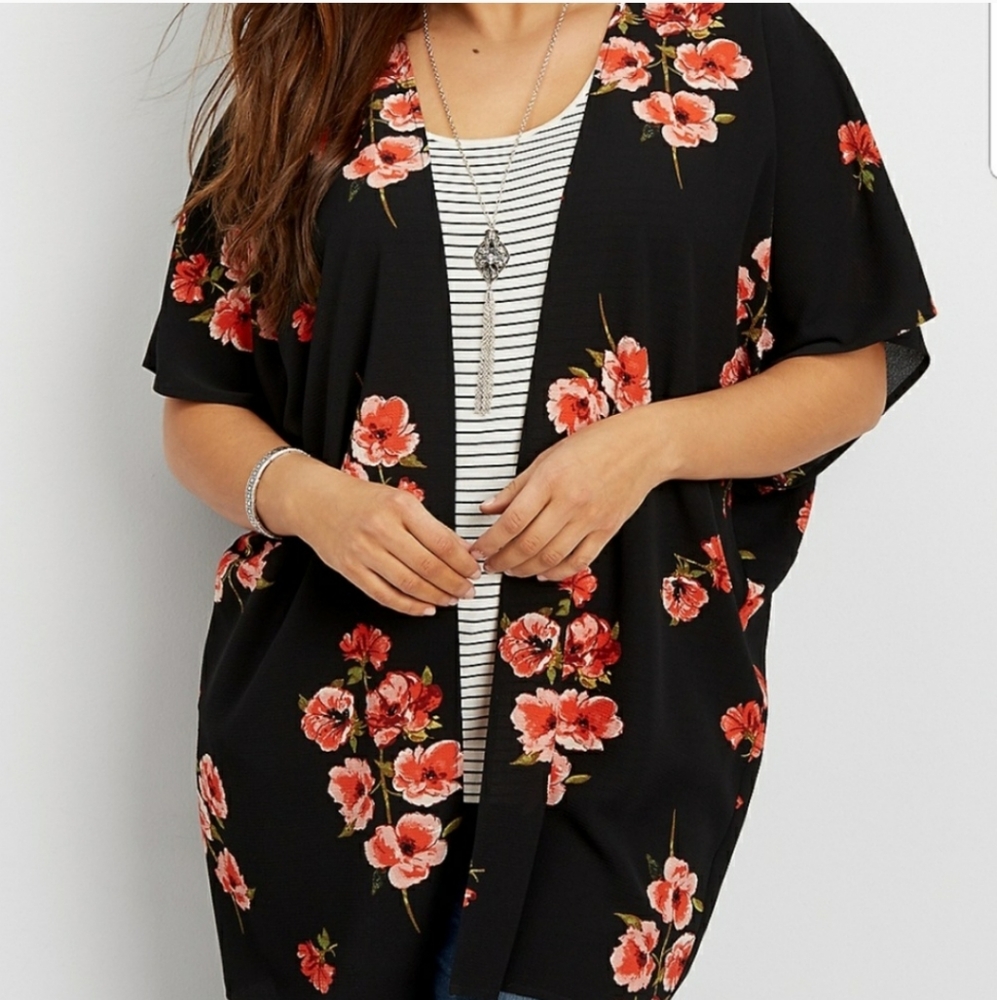 Maurices Floral Print Kimono S/M